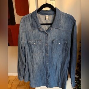 Old Navy Blue Denim Button-Up Shirt size 2XL